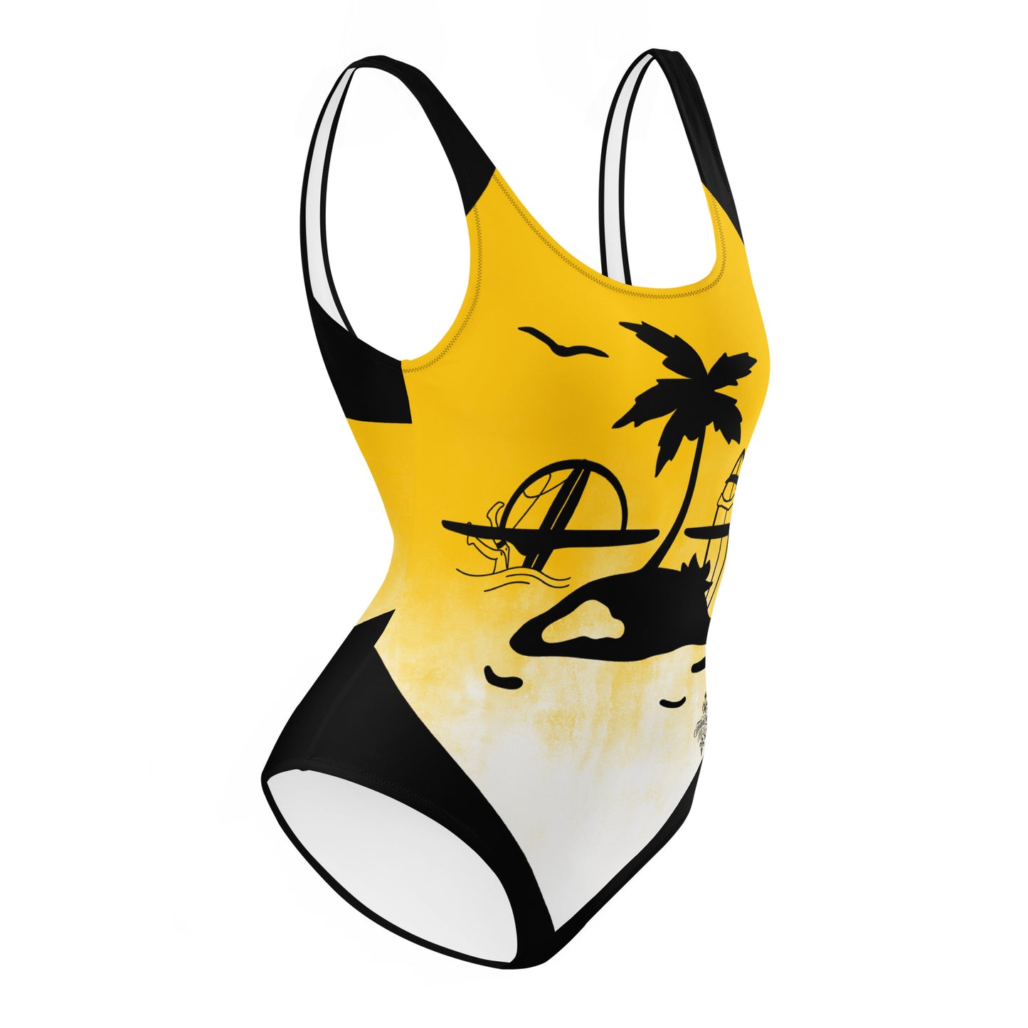 Yellow Surf Minimalist Chic One-Piece Swimwear | Solid Color Collection | 2026 Summer Essentials felindesign Surf Yellow - FelinDesign