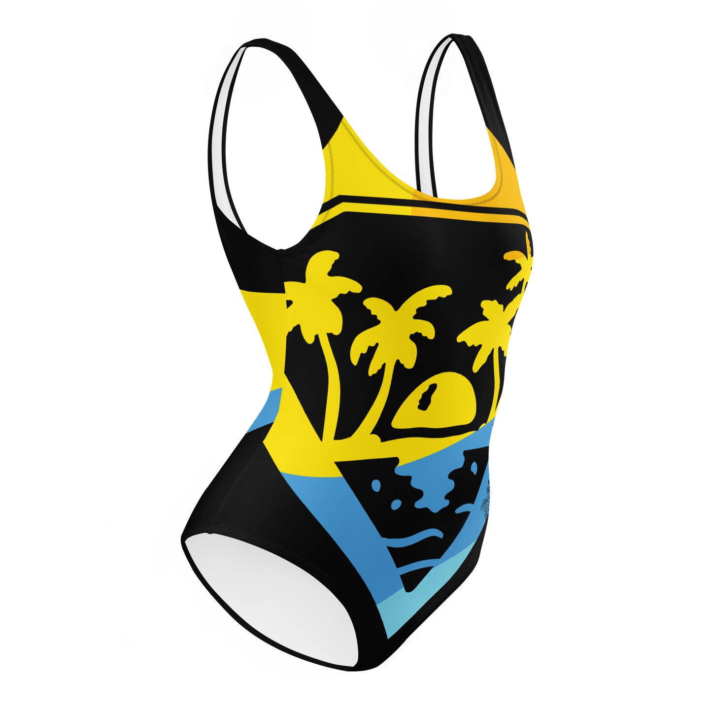 Nature Blue Yellow Minimalist Chic One-Piece Swimwear | Solid Color Collection | 2026 Summer Essentials felindesign - FelinDesign