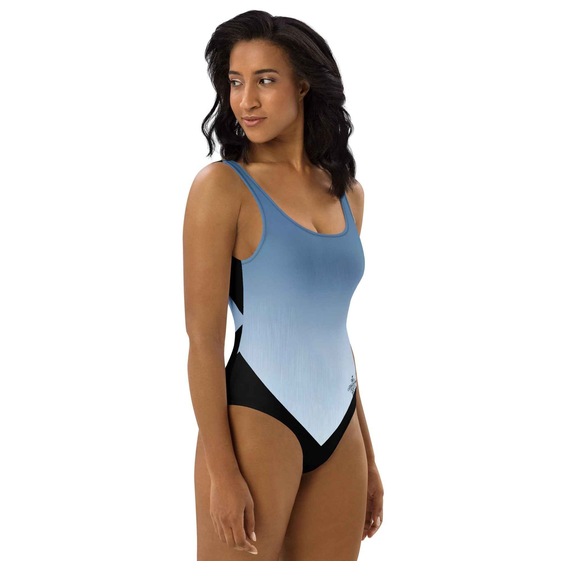Women's One-Piece Swimsuit Sky blue/White FelinDesign - Elegant Eco-Sustainable Chlorine Resistant