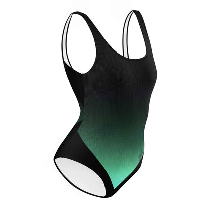Women's One-Piece Swimsuit Black/Pastel Green FelinDesign - Elegant Eco-Sustainable Chlorine Resistant