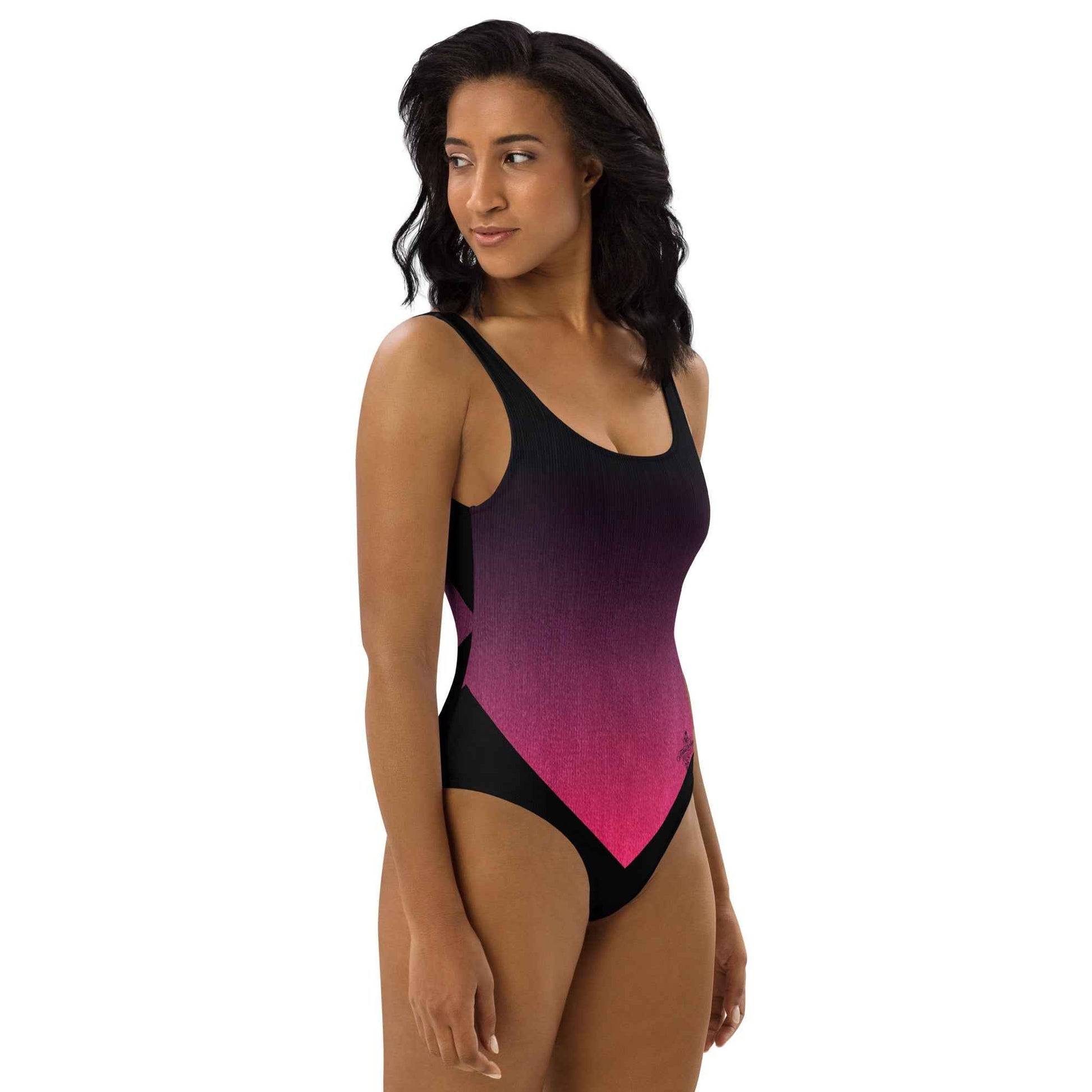 Women's One-Piece Swimsuit Black/Fuchsia FelinDesign - Elegant Eco-Sustainable Chlorine Resistant