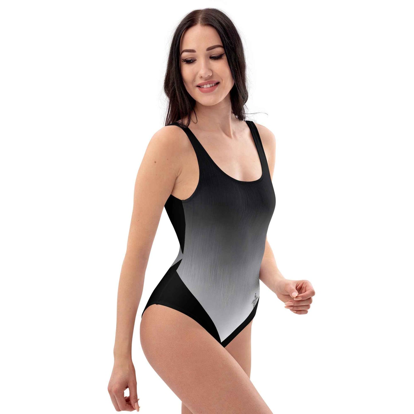 Women's One-Piece Swimsuit Black/White FelinDesign - Elegant Eco-Sustainable Chlorine Resistant