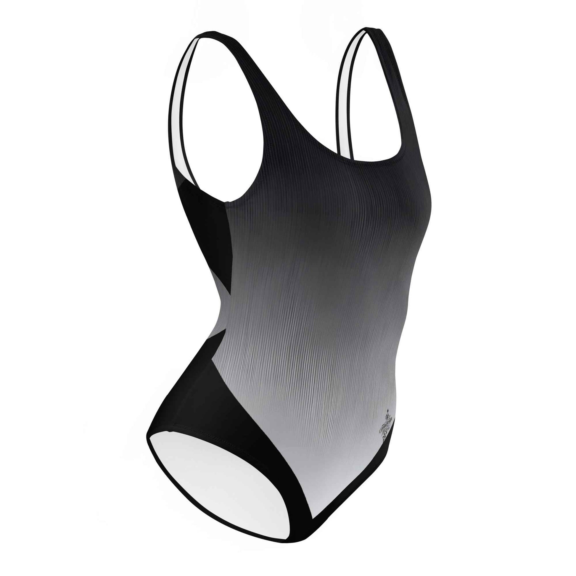 Women's One-Piece Swimsuit Black/White FelinDesign - Elegant Eco-Sustainable Chlorine Resistant