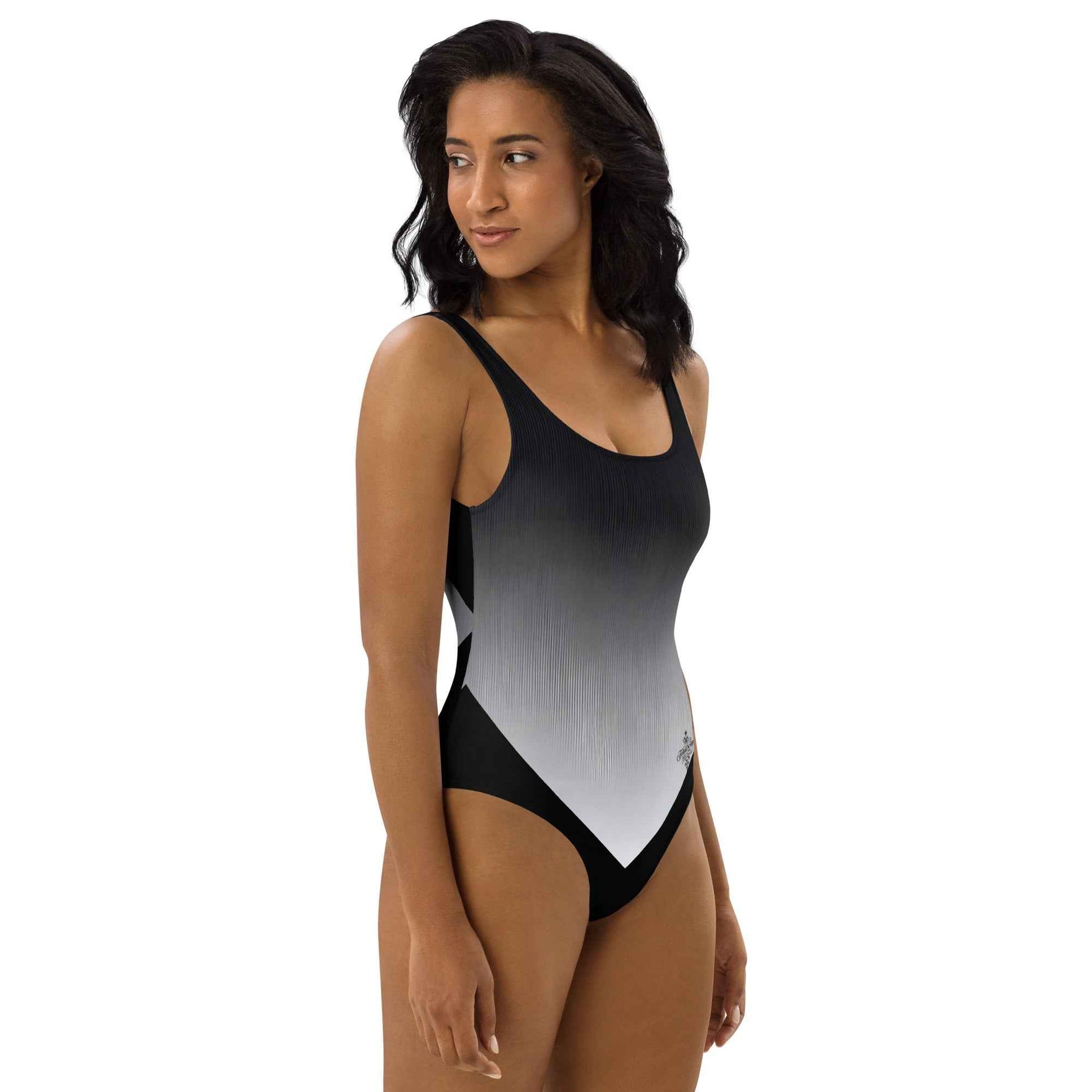 Women's One-Piece Swimsuit Black/White FelinDesign - Elegant Eco-Sustainable Chlorine Resistant