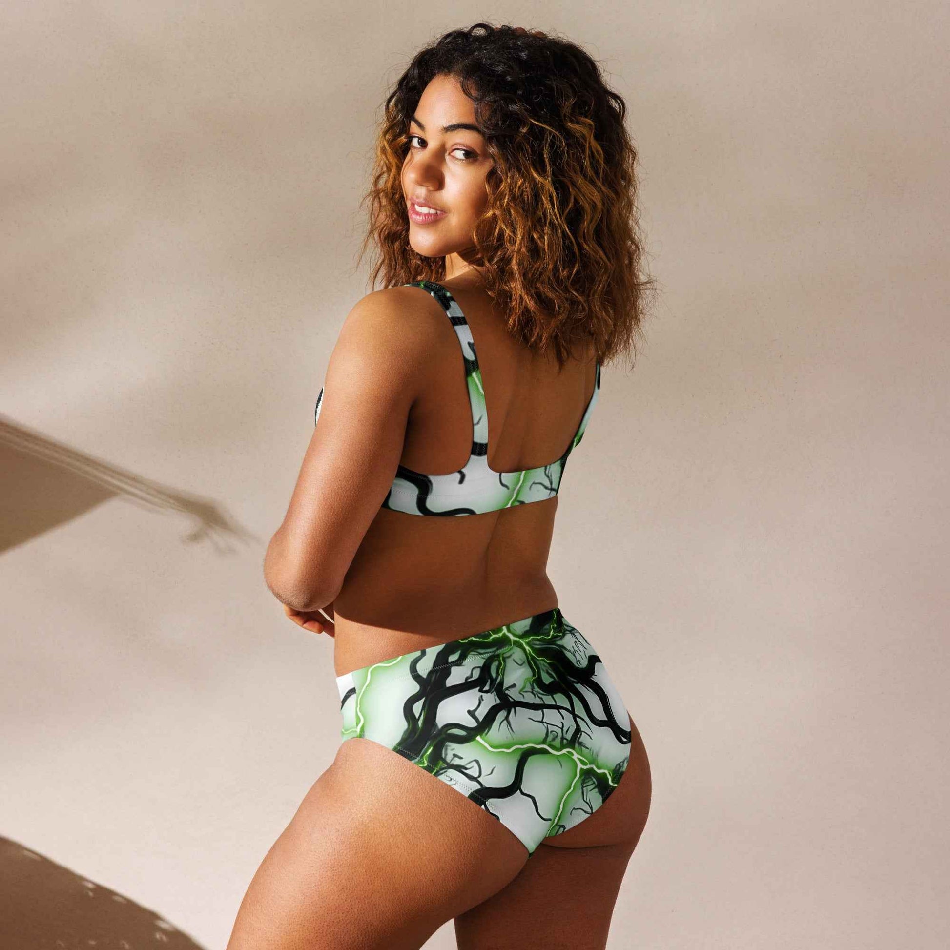 Recycled high-waisted bikini FelinDesign Green lightning - FelinDesign