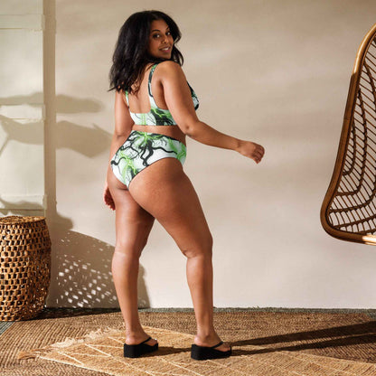 Recycled high-waisted bikini FelinDesign Green lightning - FelinDesign
