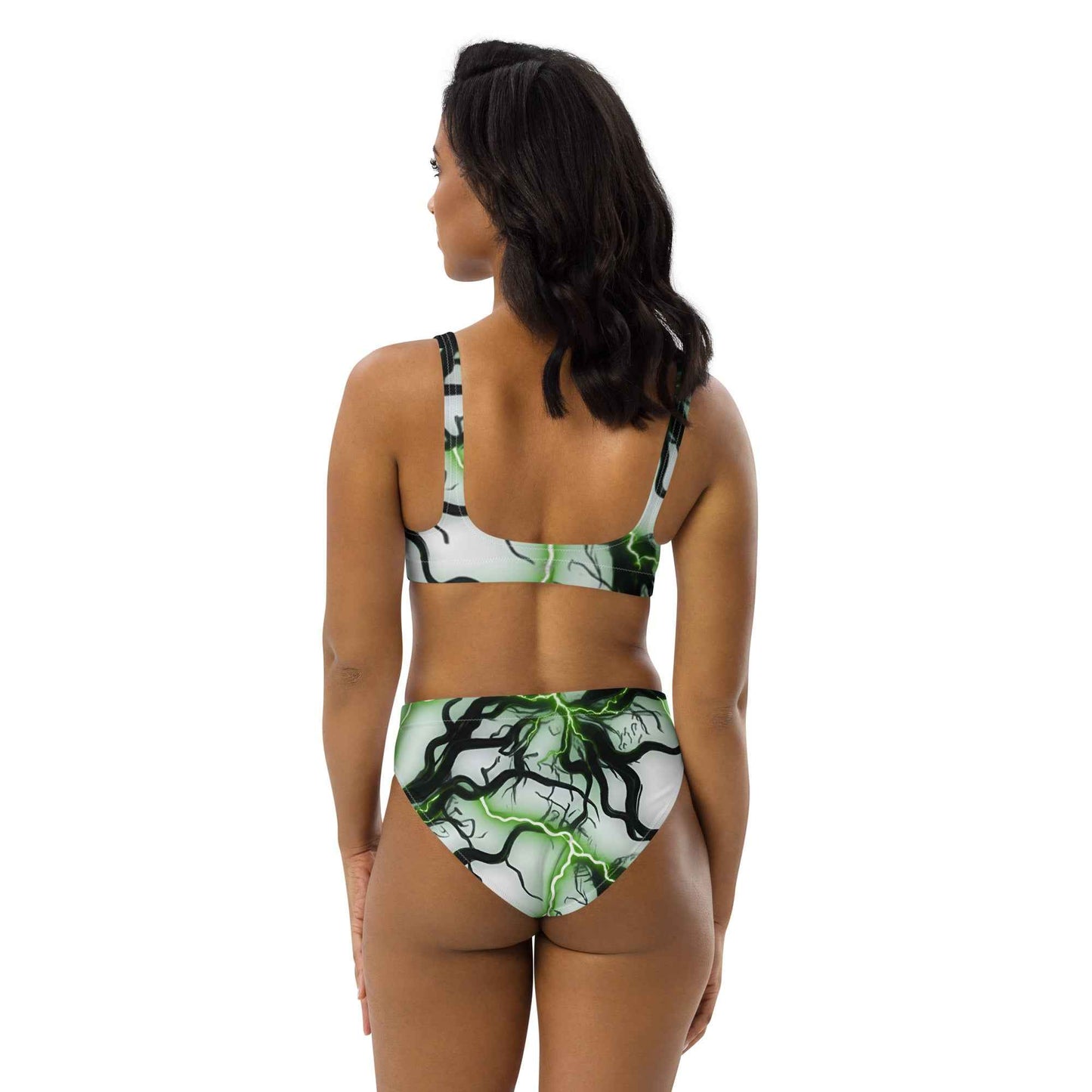 Recycled high-waisted bikini FelinDesign Green lightning - FelinDesign