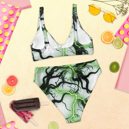 Recycled high-waisted bikini FelinDesign Green lightning - FelinDesign