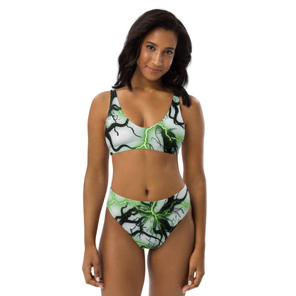 Recycled high-waisted bikini FelinDesign Green lightning - FelinDesign