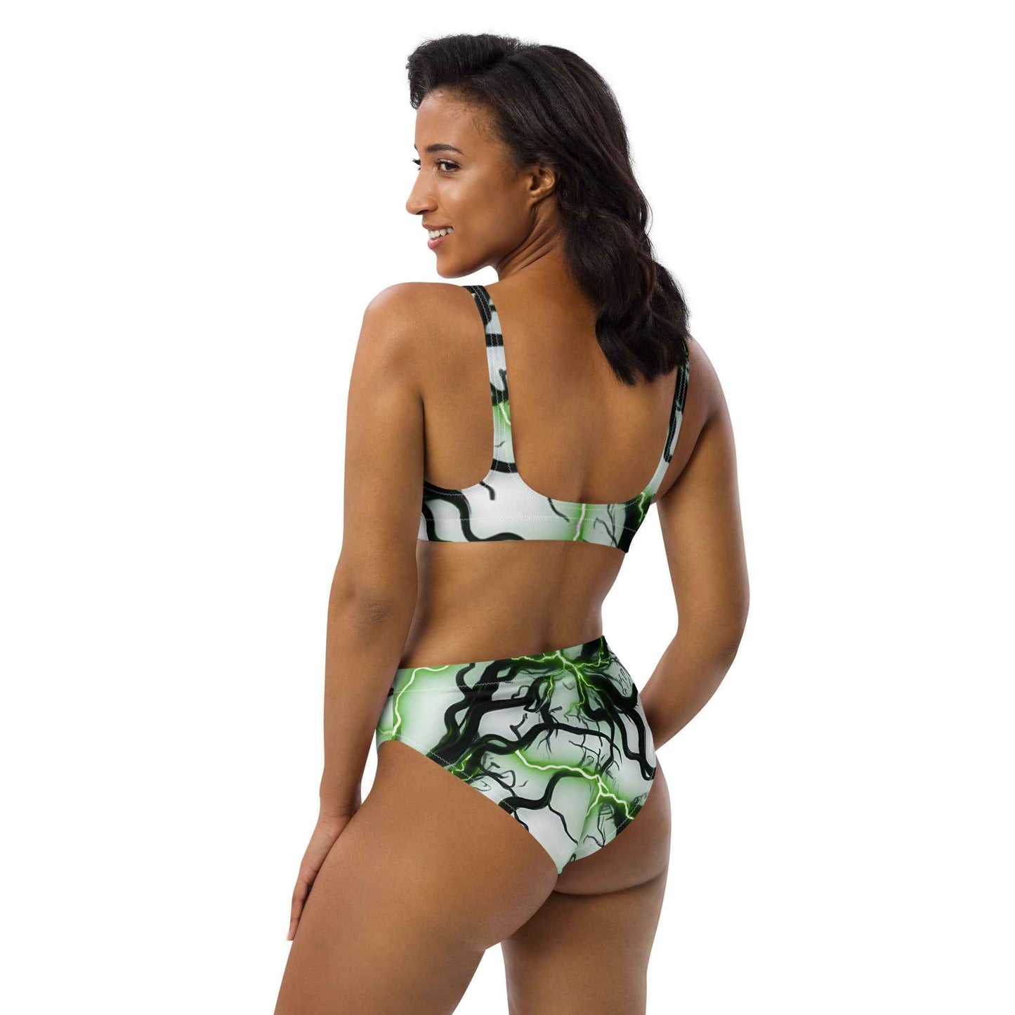 Recycled high-waisted bikini FelinDesign Green lightning - FelinDesign