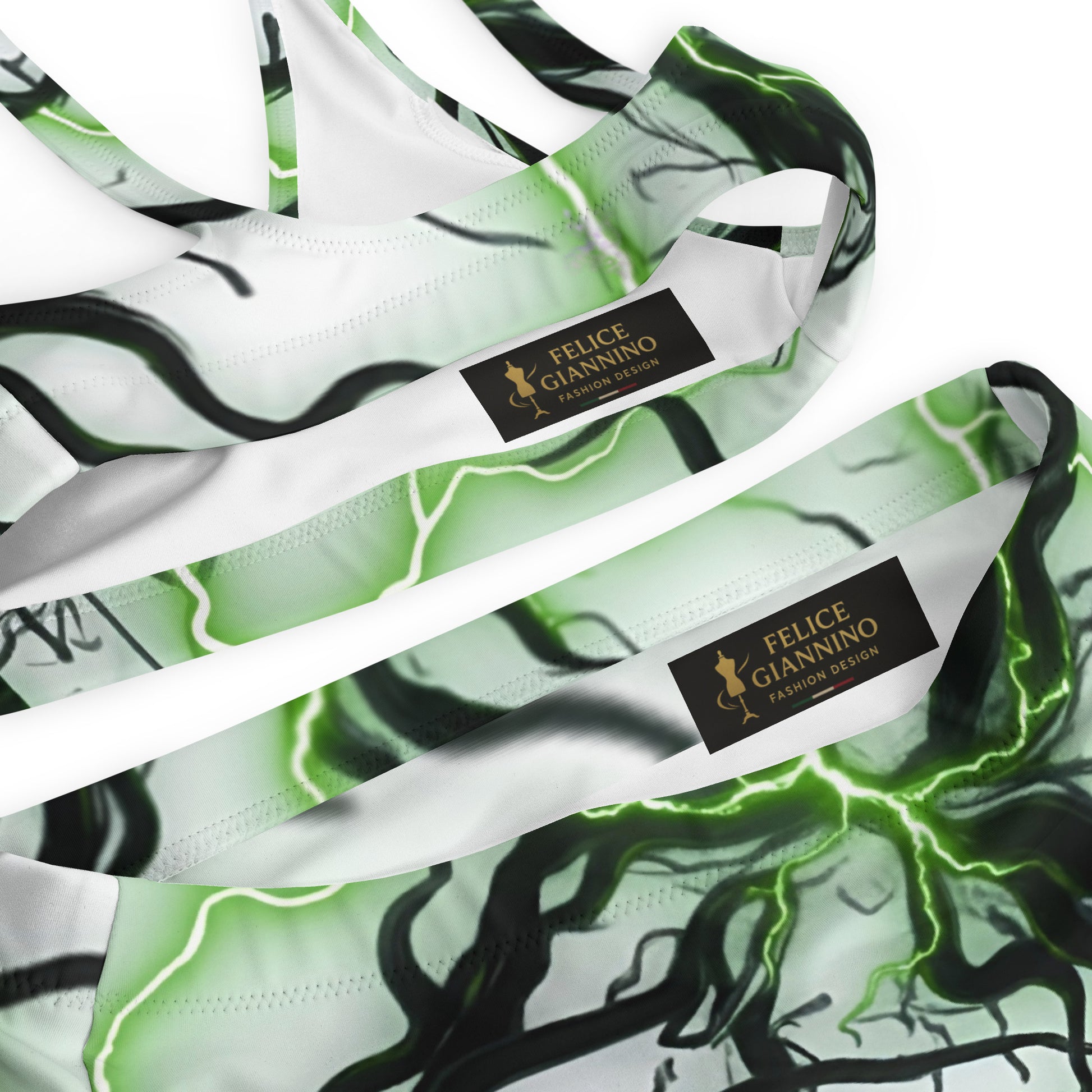 Recycled high-waisted bikini FelinDesign Green lightning - FelinDesign