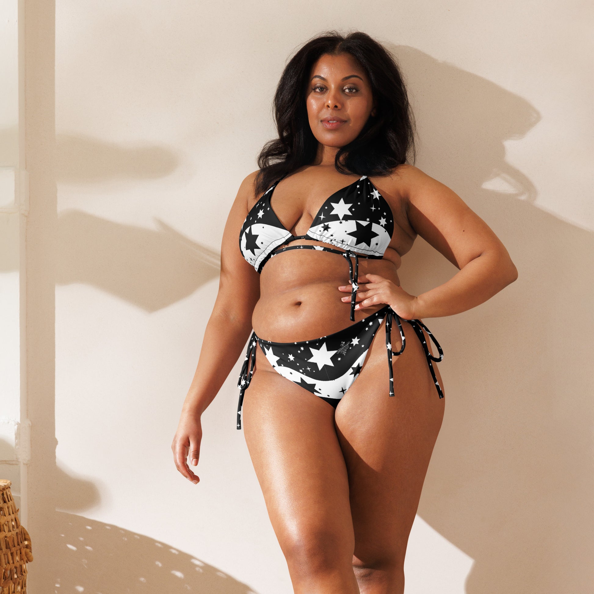FelinDesign Black and White Star Bikini | Luxury Swimsuit with Laces - FelinDesign