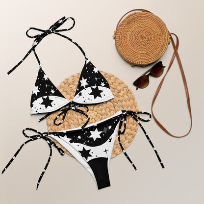 FelinDesign Black and White Star Bikini | Luxury Swimsuit with Laces - FelinDesign