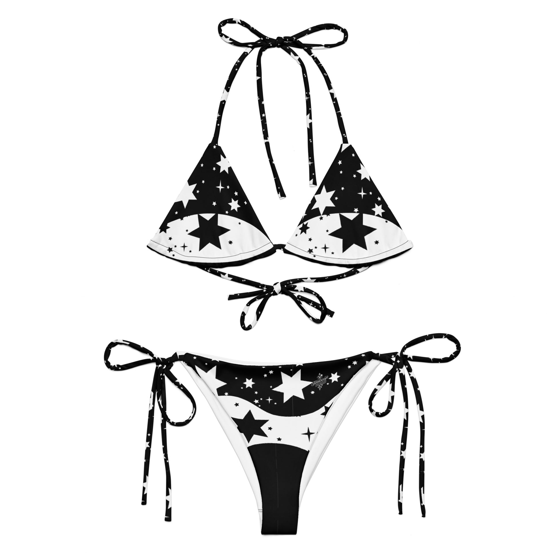 FelinDesign Black and White Star Bikini | Luxury Swimsuit with Laces - FelinDesign