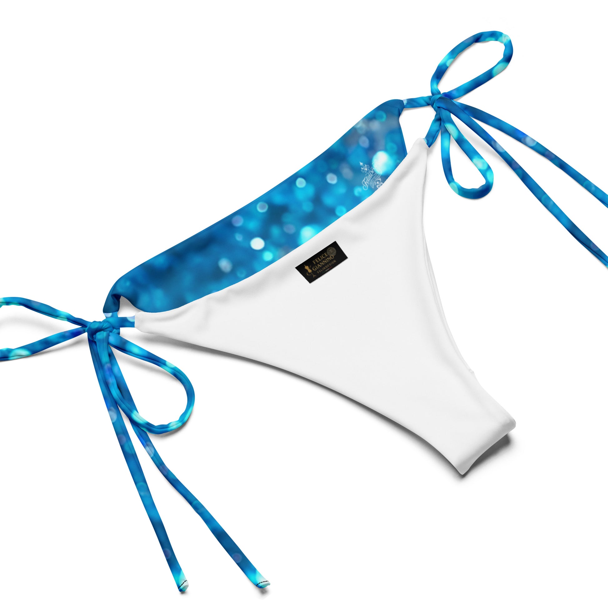 FelinDesign Women's Cobalt Blue "Bokeh" Print Bikini – Adjustable Triangle Top & Tie-Side Bottoms Two-Piece Swimsuit - FelinDesign
