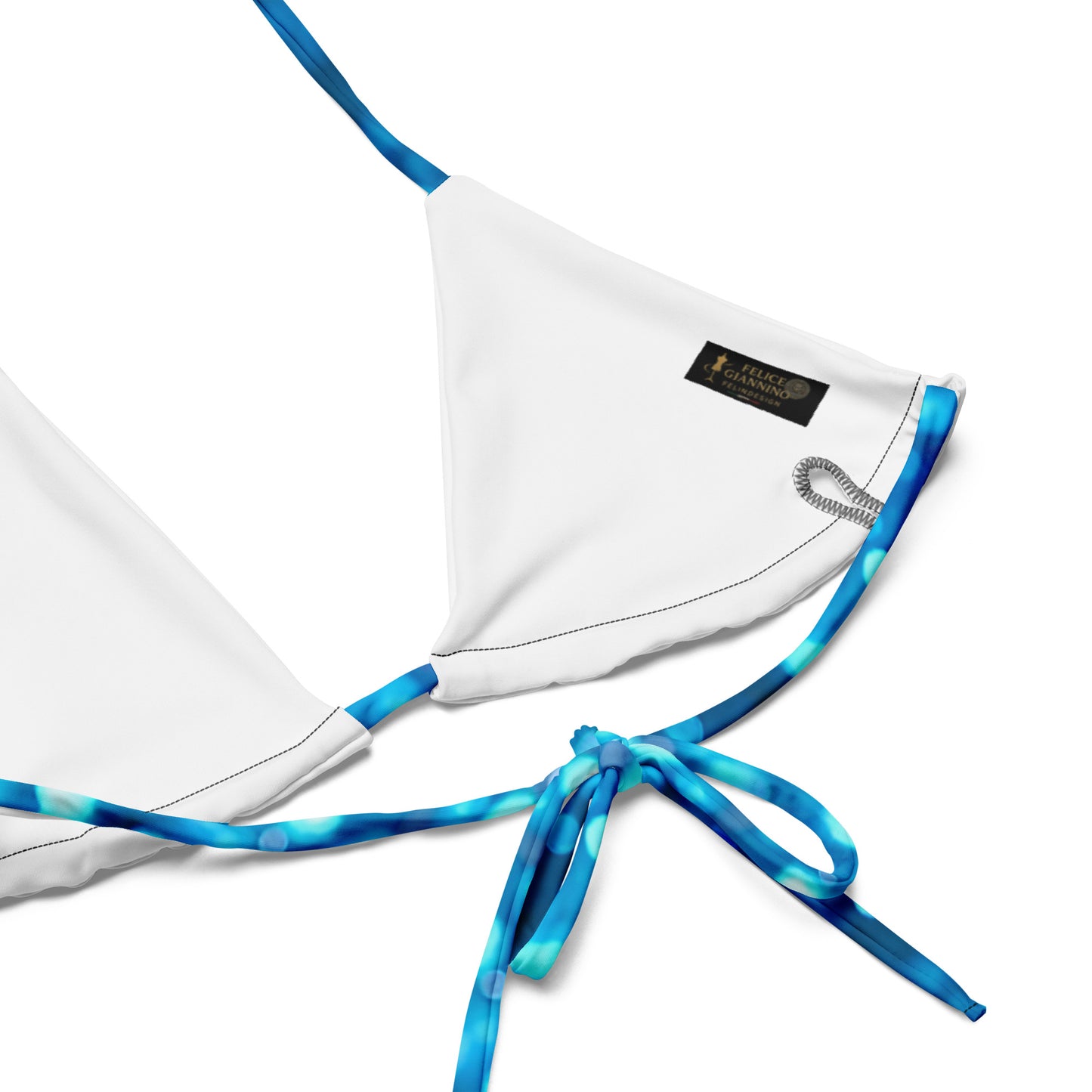 FelinDesign Women's Cobalt Blue "Bokeh" Print Bikini – Adjustable Triangle Top & Tie-Side Bottoms Two-Piece Swimsuit - FelinDesign