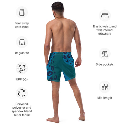 Swim Shorts "Teal Abyss" – Beach Boxer with Organic Pattern - FelinDesign