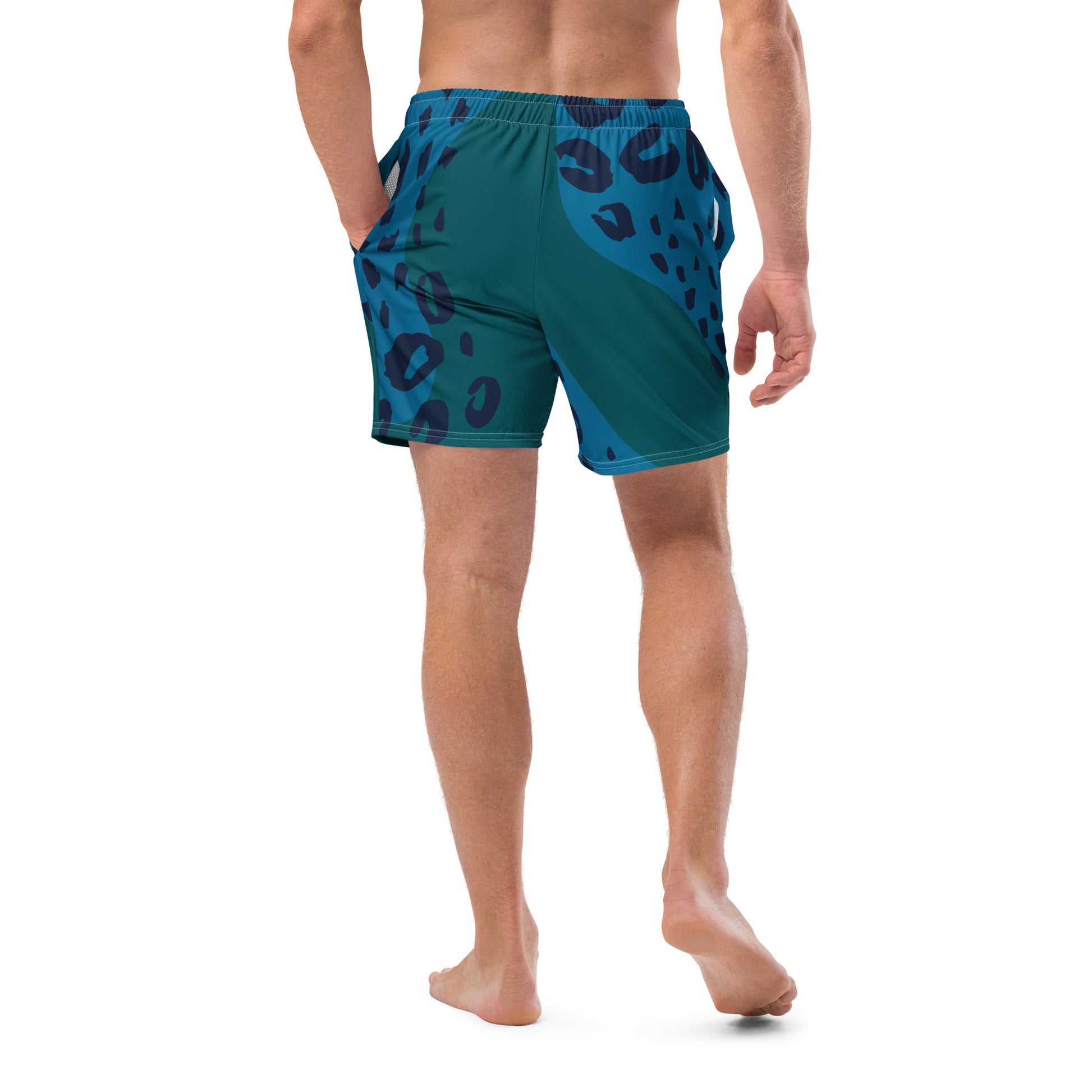 Swim Shorts "Teal Abyss" – Beach Boxer with Organic Pattern - FelinDesign