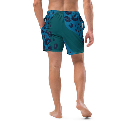Swim Shorts "Teal Abyss" – Beach Boxer with Organic Pattern - FelinDesign