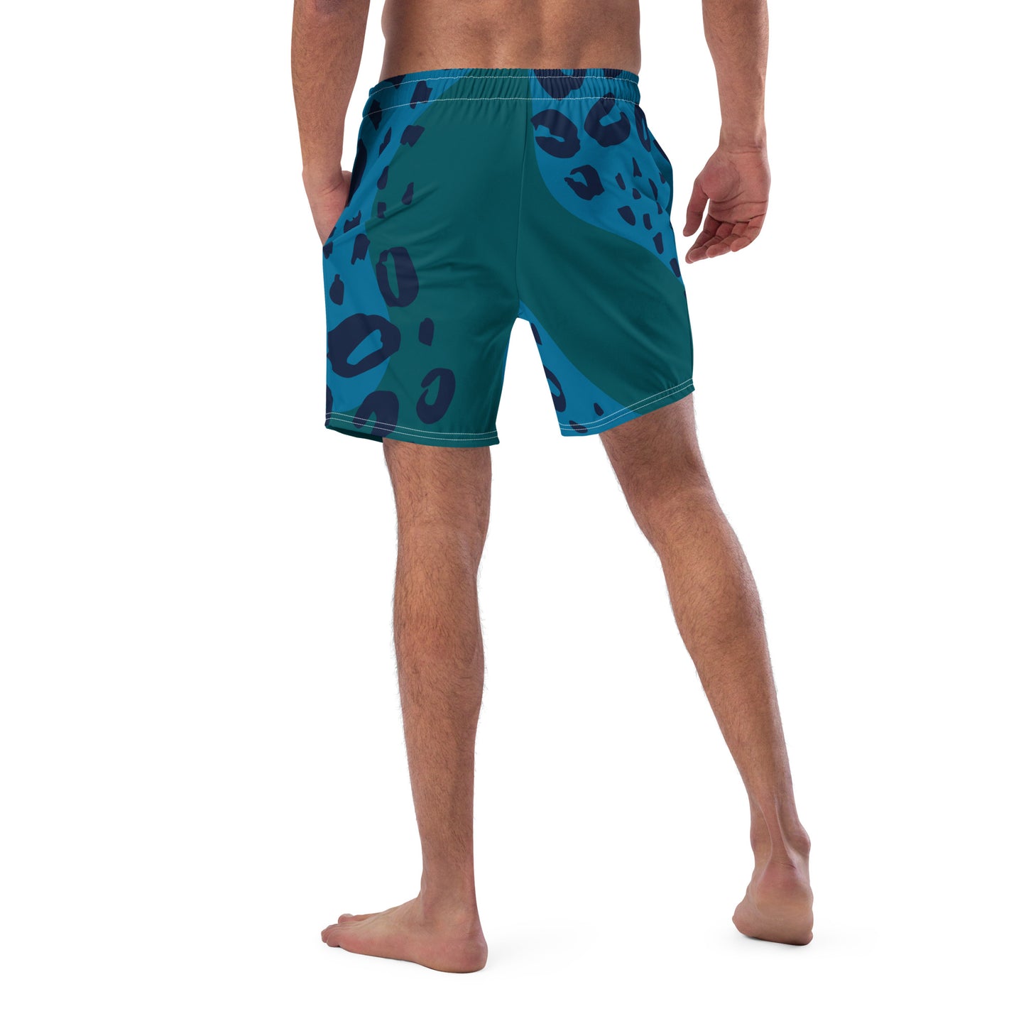 Swim Shorts "Teal Abyss" – Beach Boxer with Organic Pattern - FelinDesign