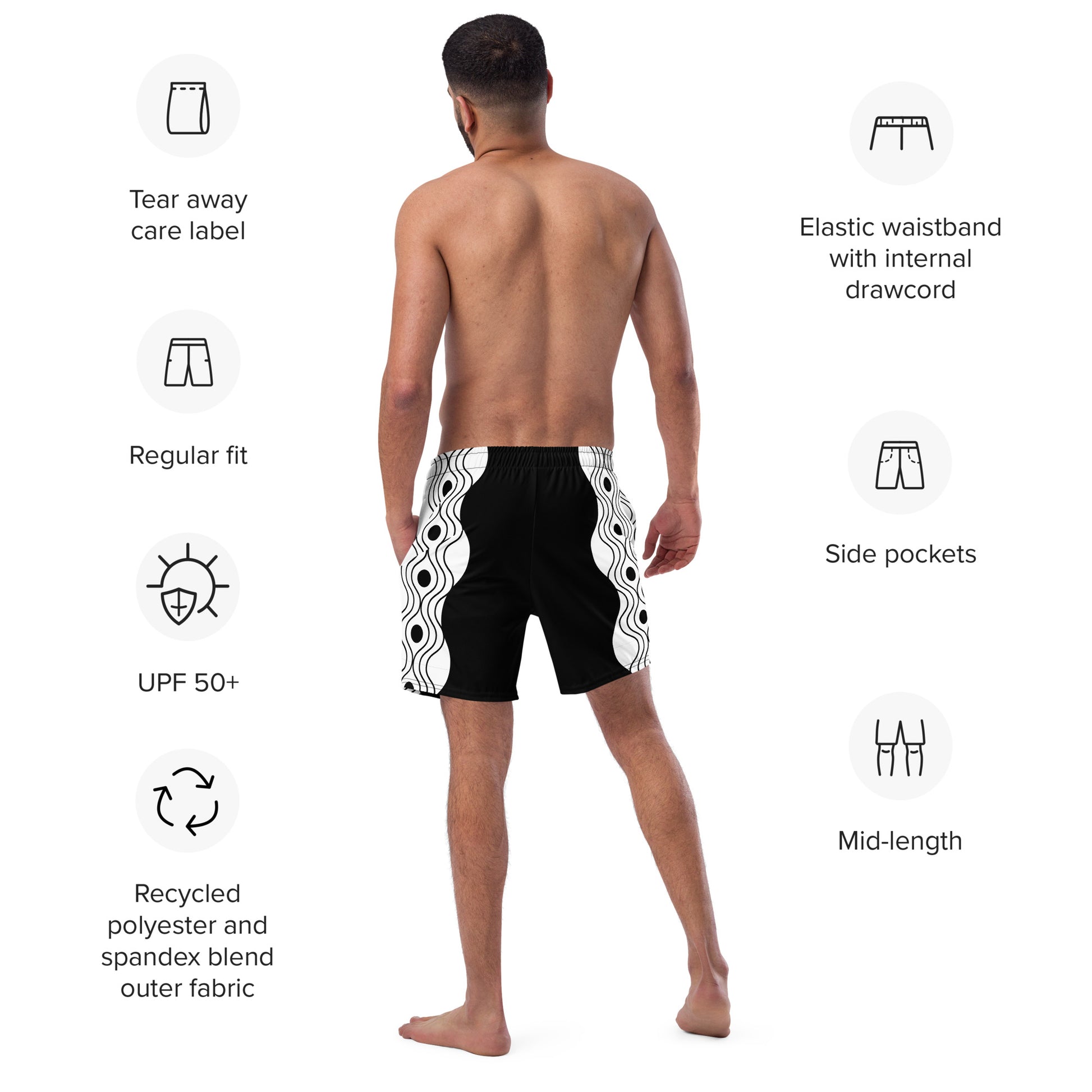 Recycled Men's Swimsuit - Sinus Collection Black FelinDesign - FelinDesign