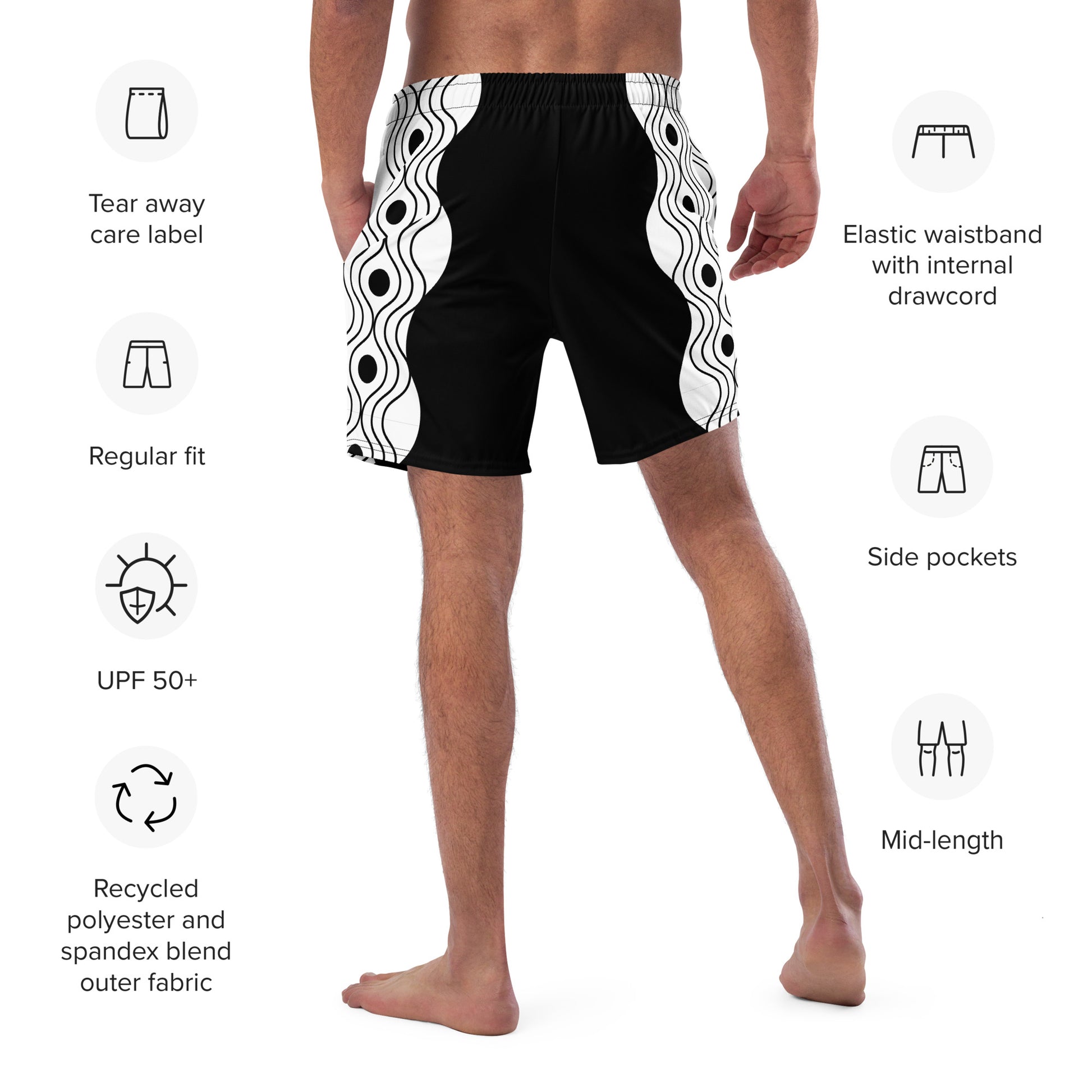 Recycled Men's Swimsuit - Sinus Collection Black FelinDesign - FelinDesign