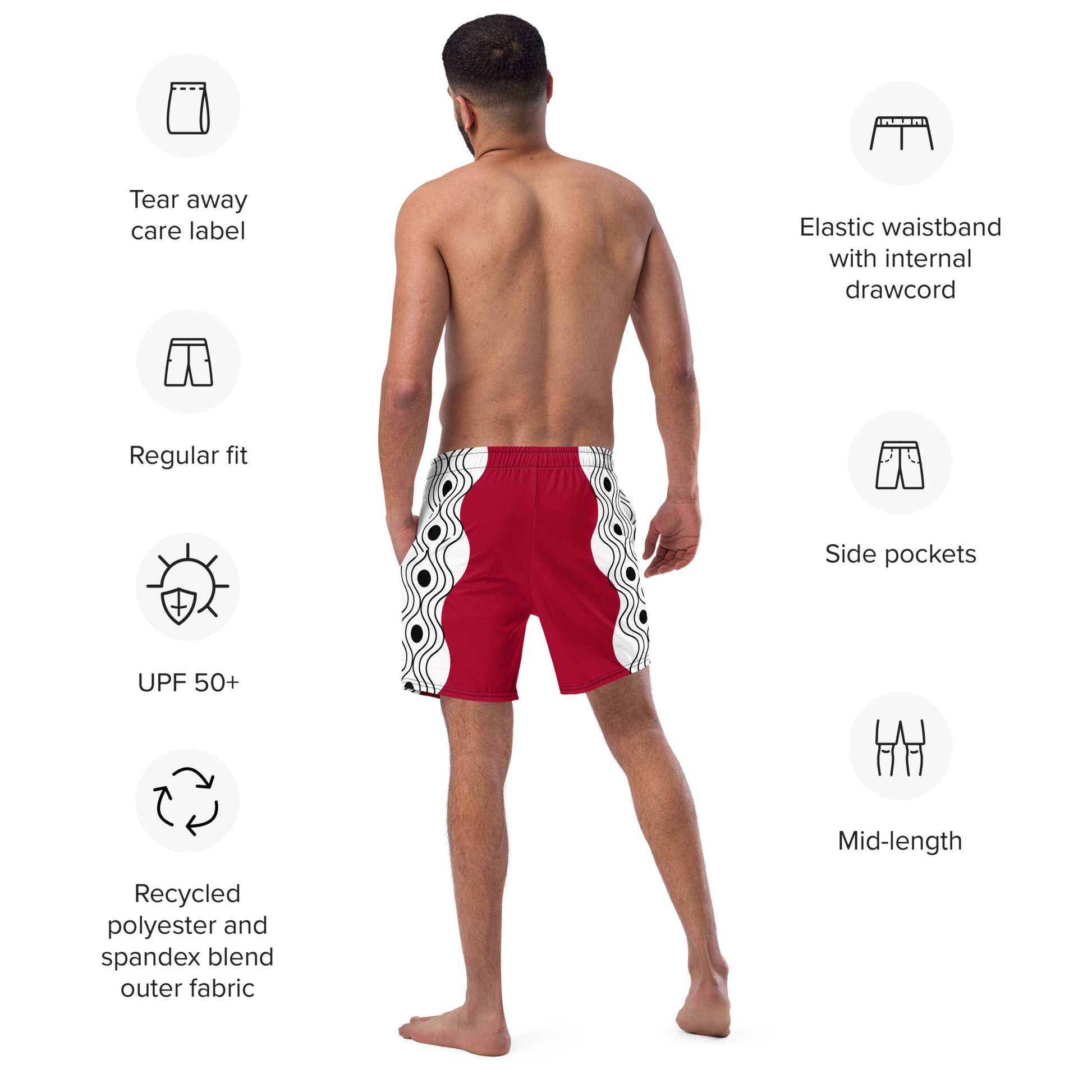 Recycled Swim Trunks Swim Trunks FelinDesign Sinus Collection Red - FelinDesign