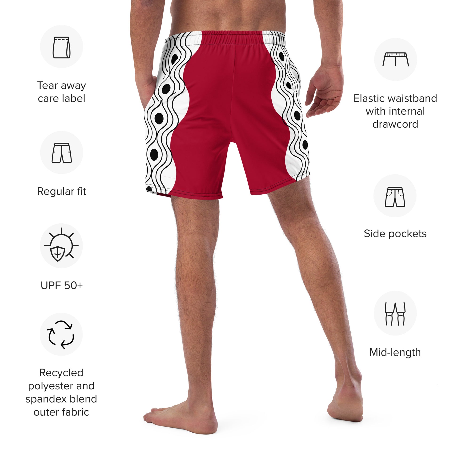 Recycled Swim Trunks Swim Trunks FelinDesign Sinus Collection Red - FelinDesign