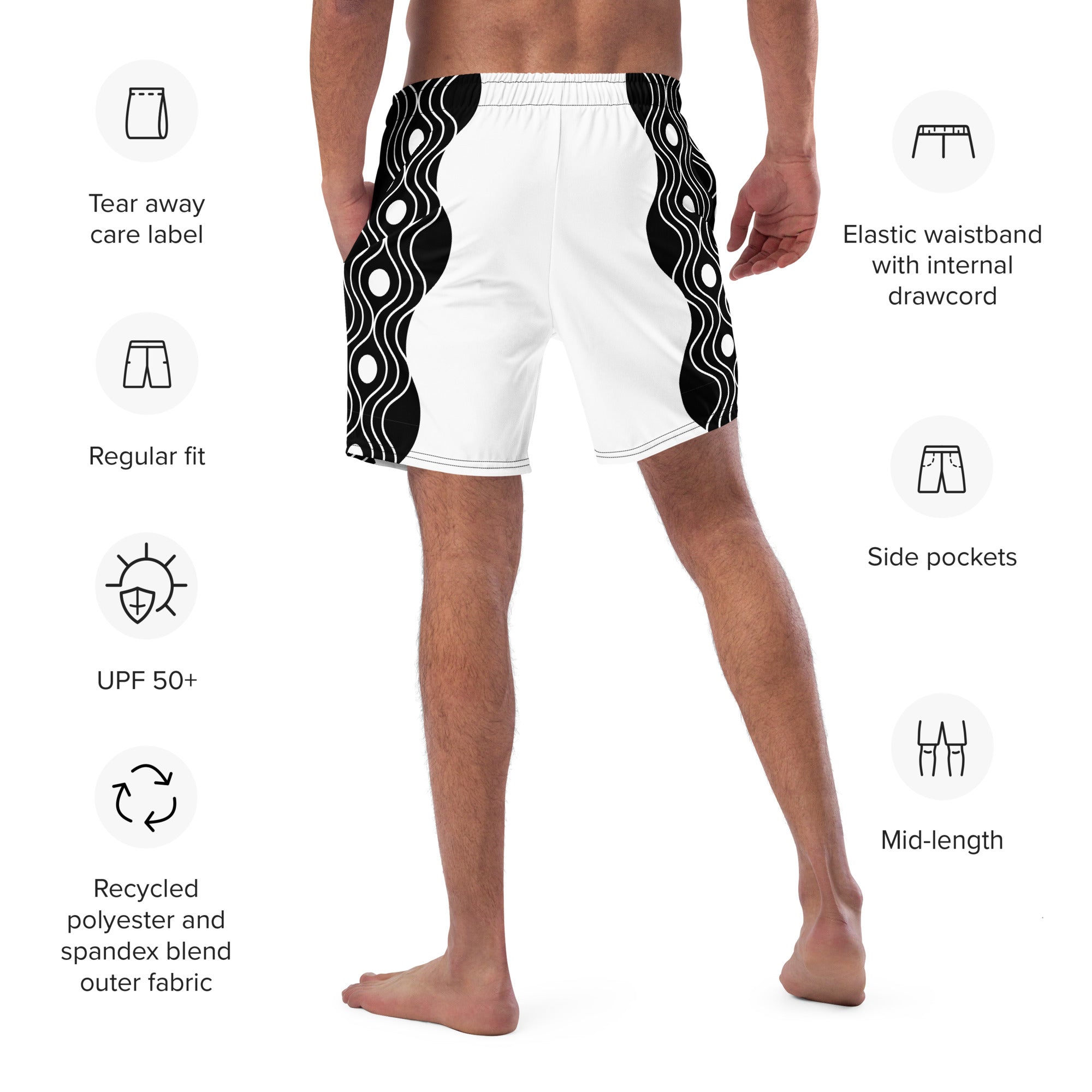 Recycled Swim Trunks FelinDesign Sinus Collection White - FelinDesign