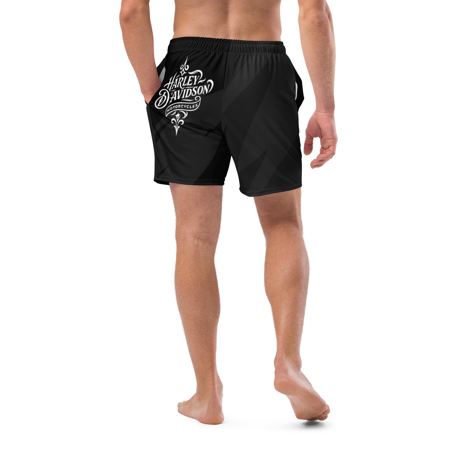 FelinDesign Harley Davidson Men’s Swimsuit Black 2025 Stylish Motorbike Logo Swim Trunks Beachwear Summer - FelinDesign