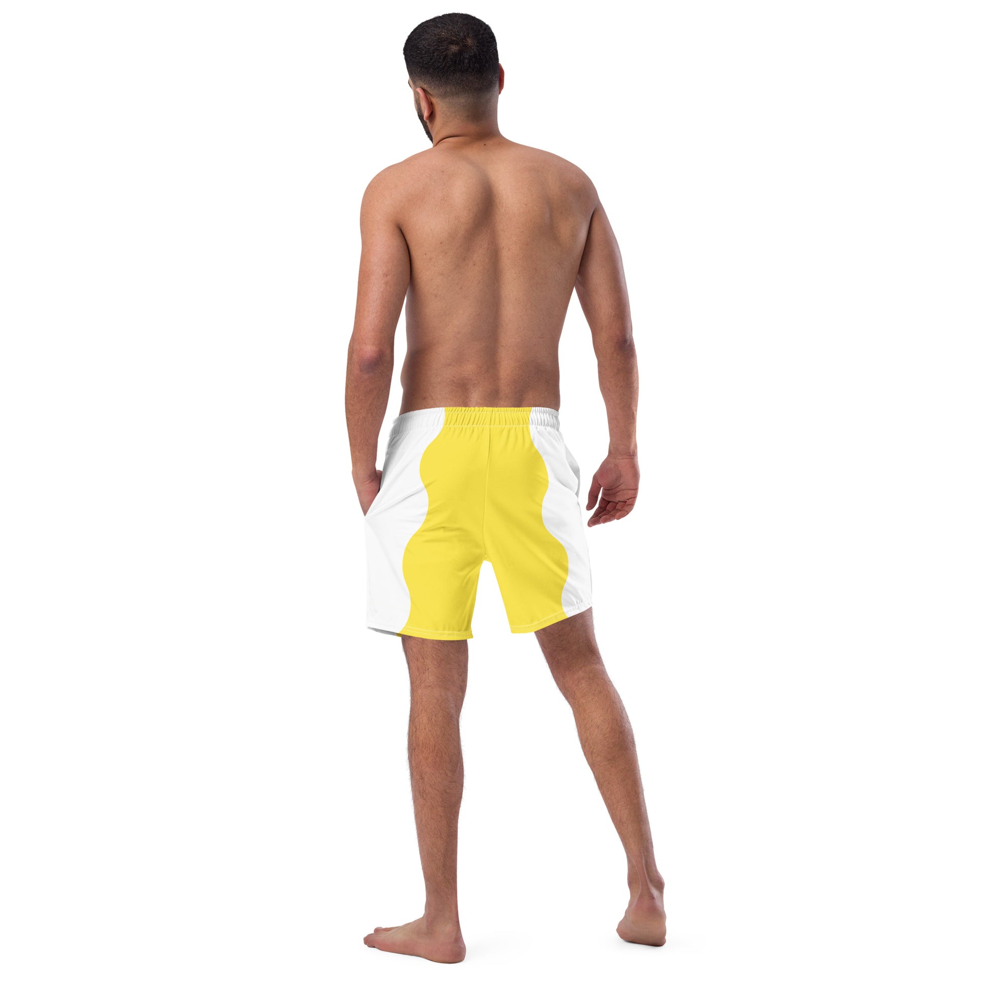 Recycled Swim Trunks Yellow White side FelinDesign - FelinDesign