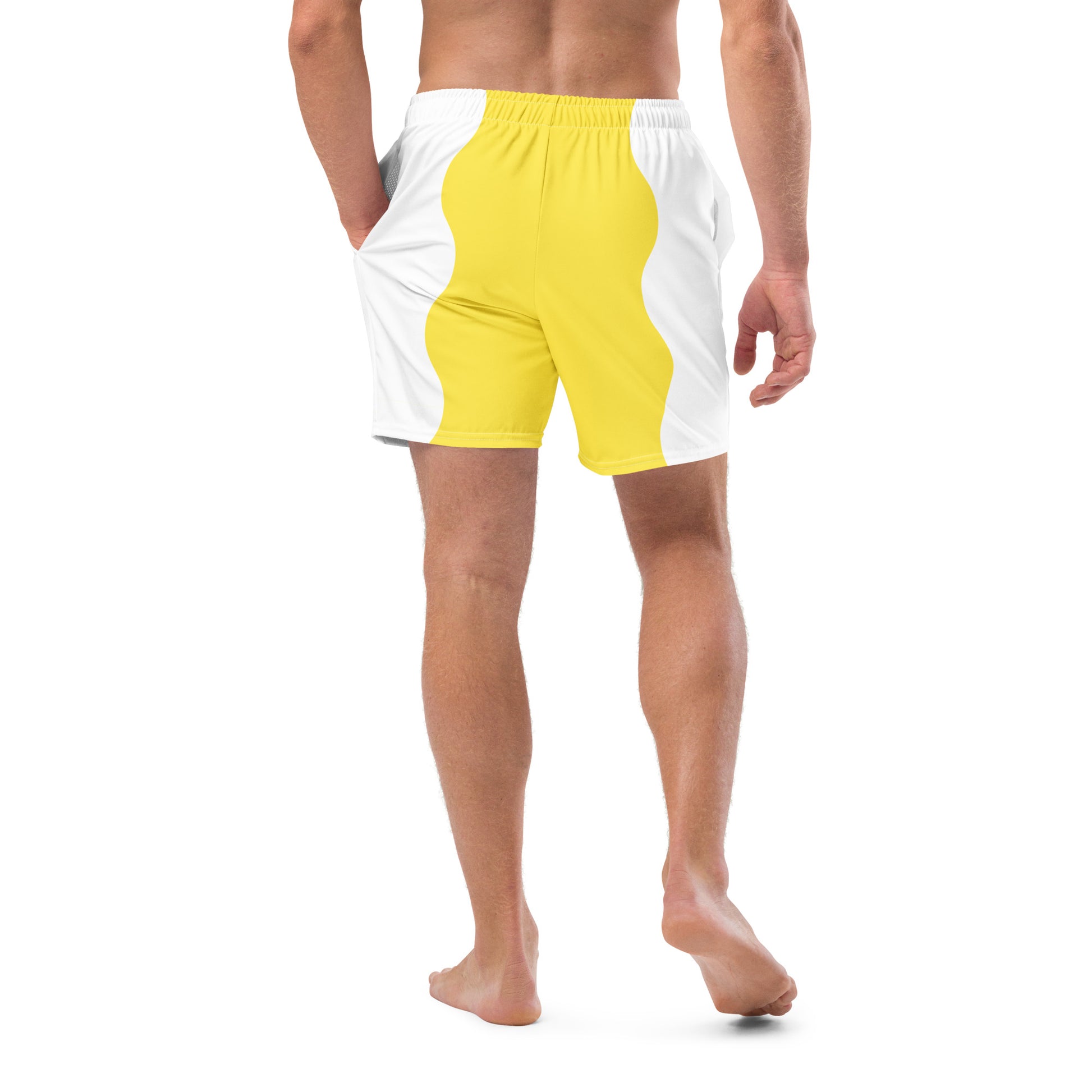 Recycled Swim Trunks Yellow White side FelinDesign - FelinDesign