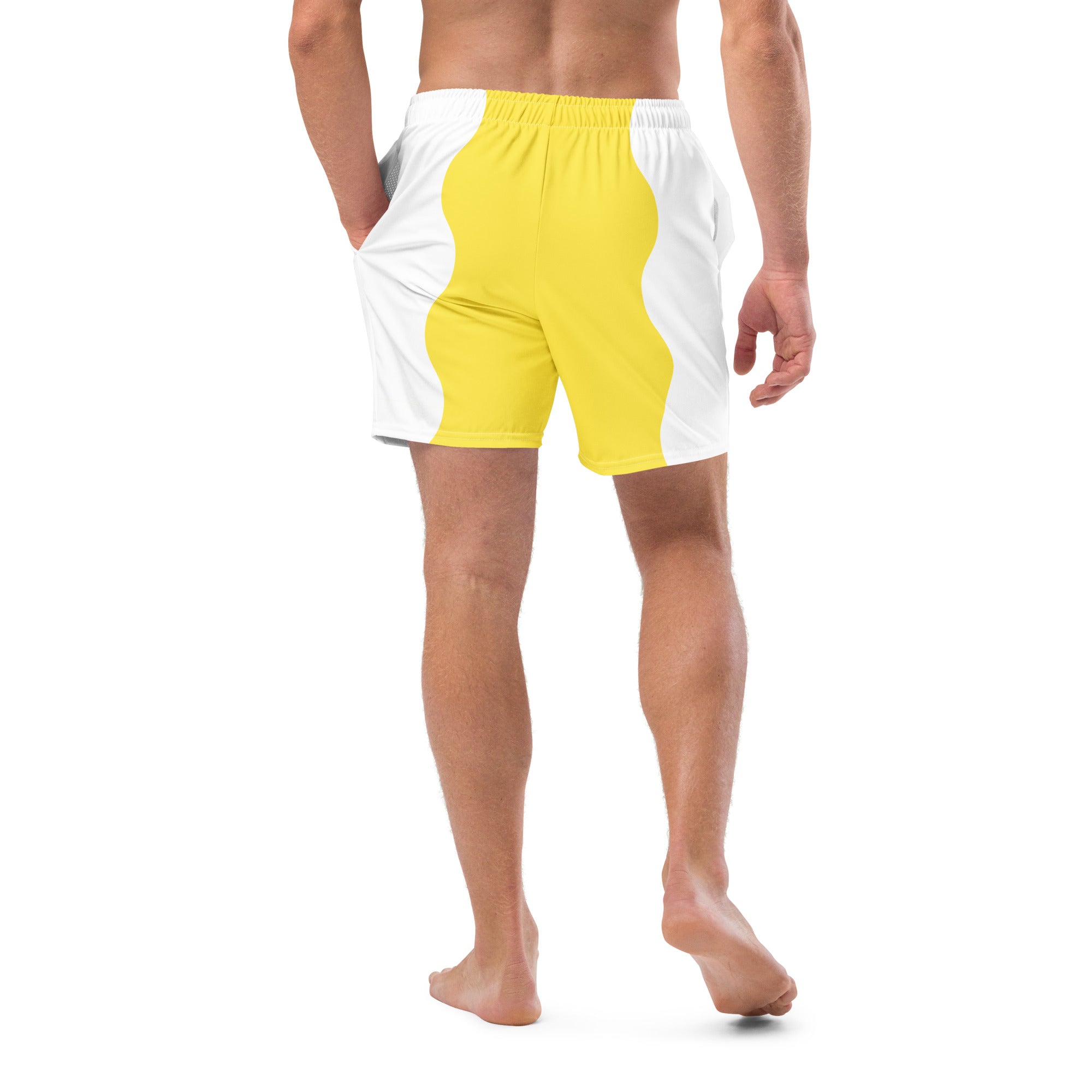 Recycled Swim Trunks Yellow White side FelinDesign - FelinDesign