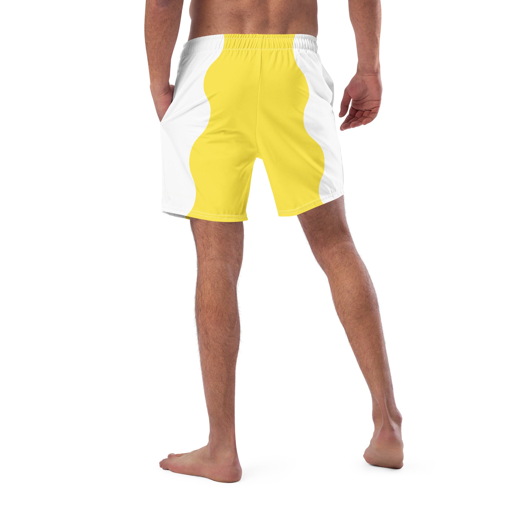 Recycled Swim Trunks Yellow White side FelinDesign - FelinDesign