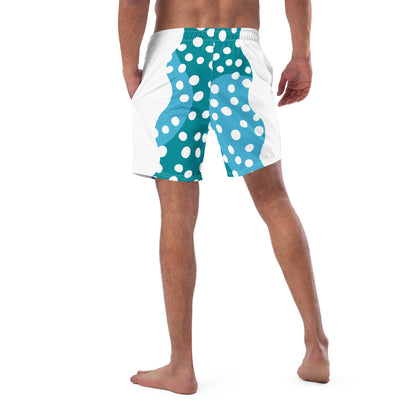 Recycled Swim Trunks "Aqua Dots"Turquoise with white dots FelinDesign - FelinDesign