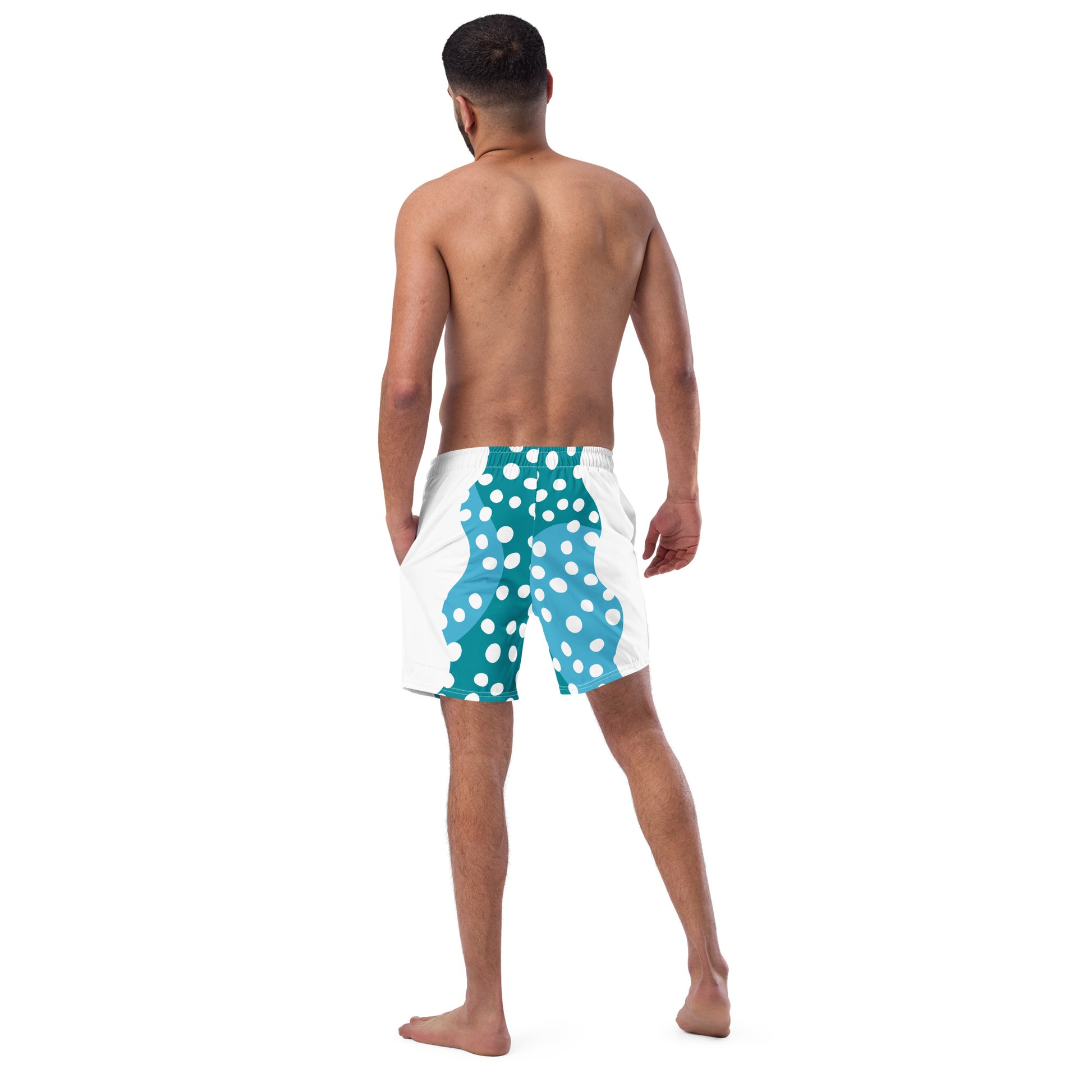 Recycled Swim Trunks "Aqua Dots"Turquoise with white dots FelinDesign - FelinDesign