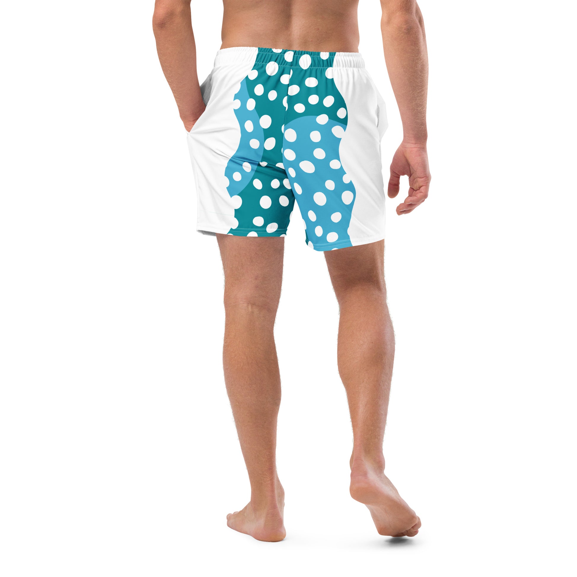 Recycled Swim Trunks "Aqua Dots"Turquoise with white dots FelinDesign - FelinDesign