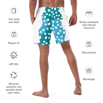 Recycled Swim Trunks "Aqua Dots"Turquoise with white dots FelinDesign - FelinDesign