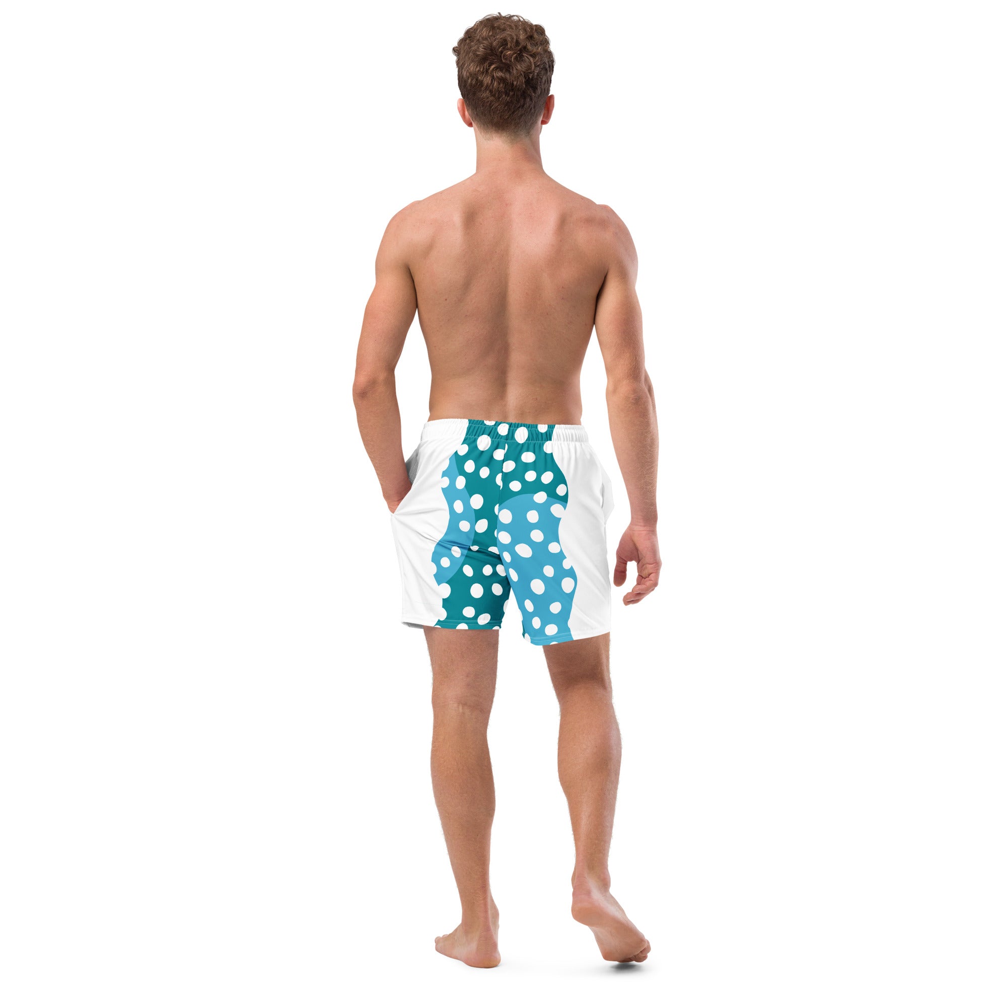 Recycled Swim Trunks "Aqua Dots"Turquoise with white dots FelinDesign - FelinDesign
