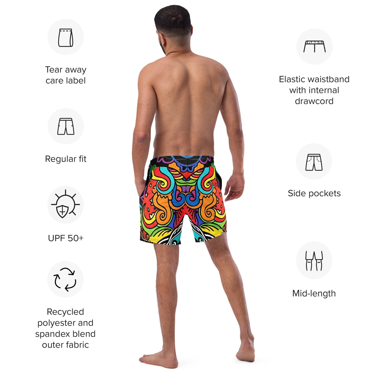 Men's Recycled Swim Trunks FelinDesign | Eco-Friendly Swimwear UPF 50+ - FelinDesign