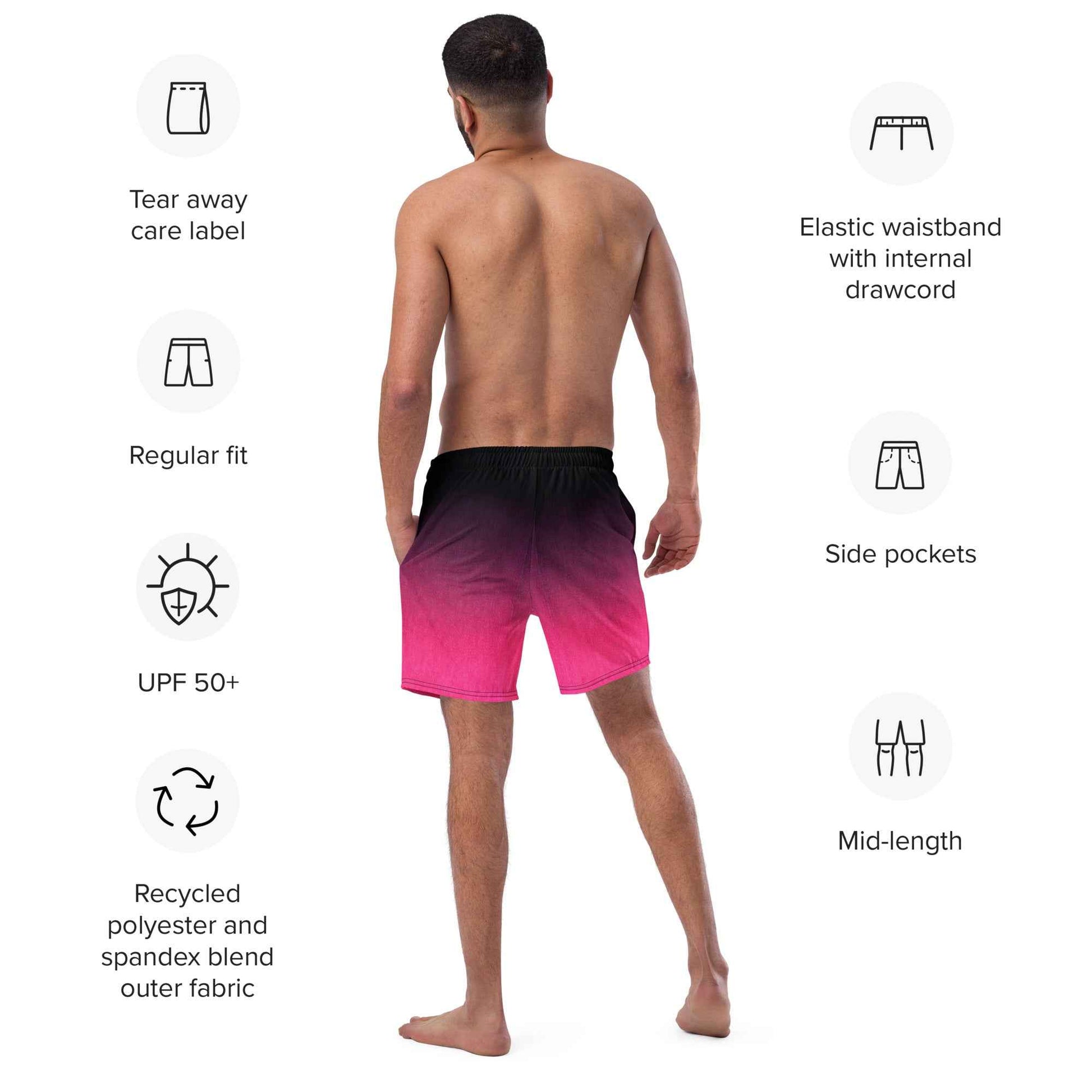 Swim Trunks Black Fuchsia  FelinDesigin
