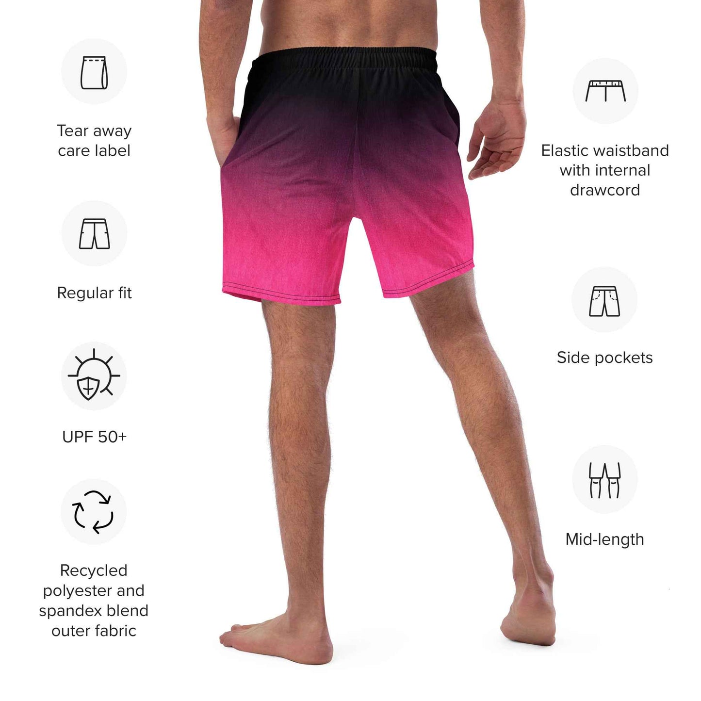 Swim Trunks Black Fuchsia  FelinDesigin