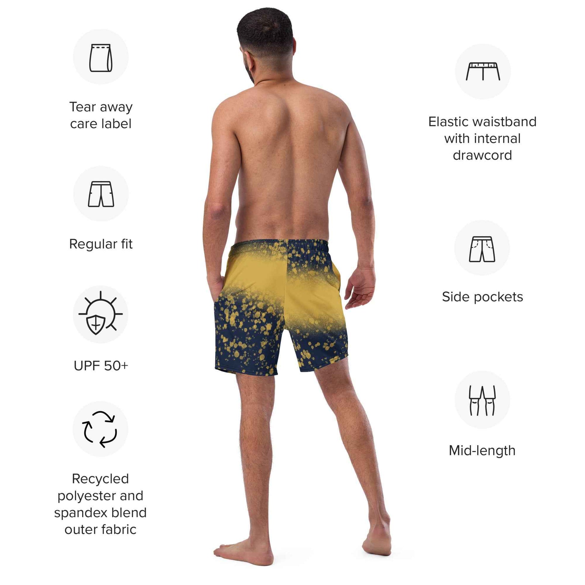 Recycled Swim Trunks Black and yellow FelinDesign