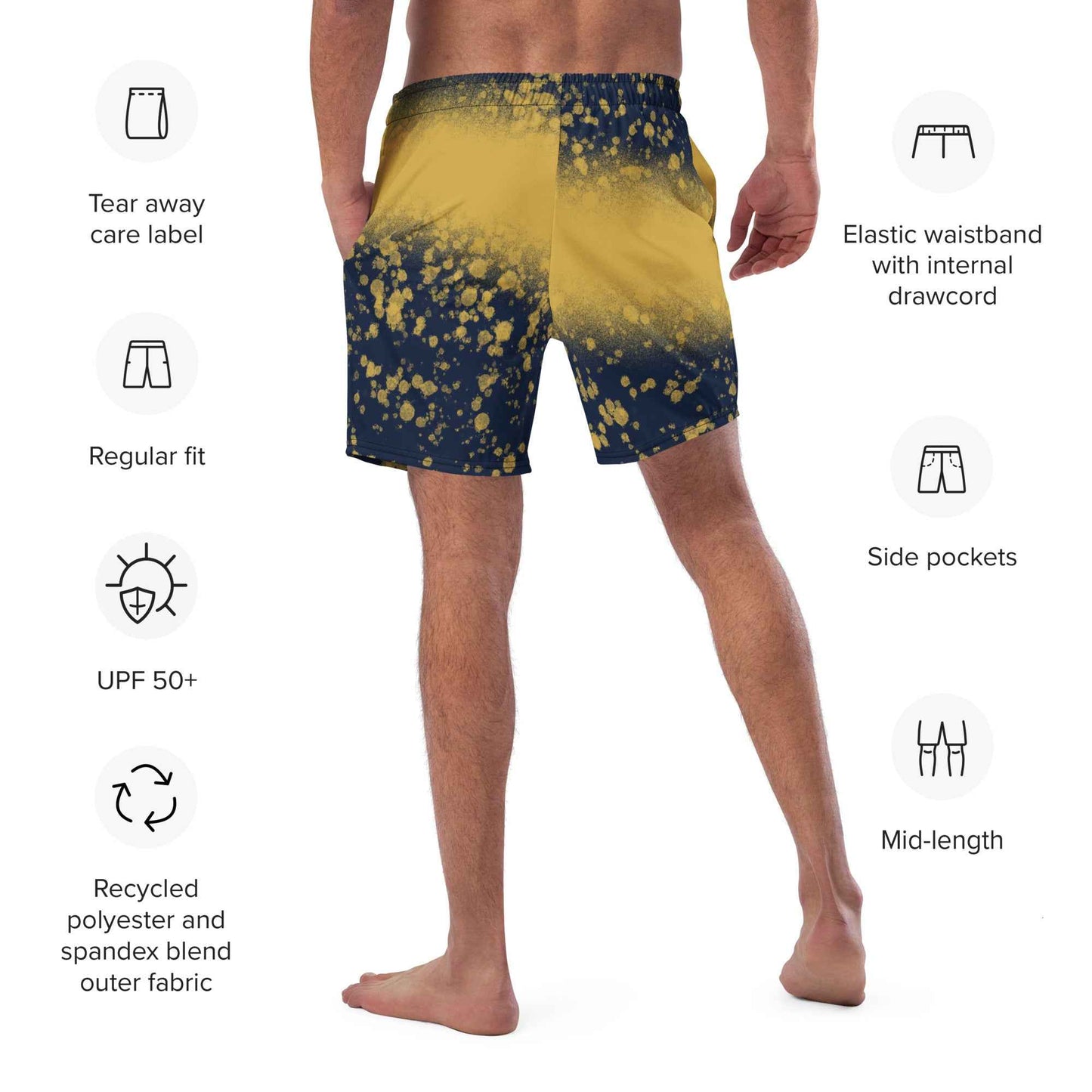 Recycled Swim Trunks Black and yellow FelinDesign
