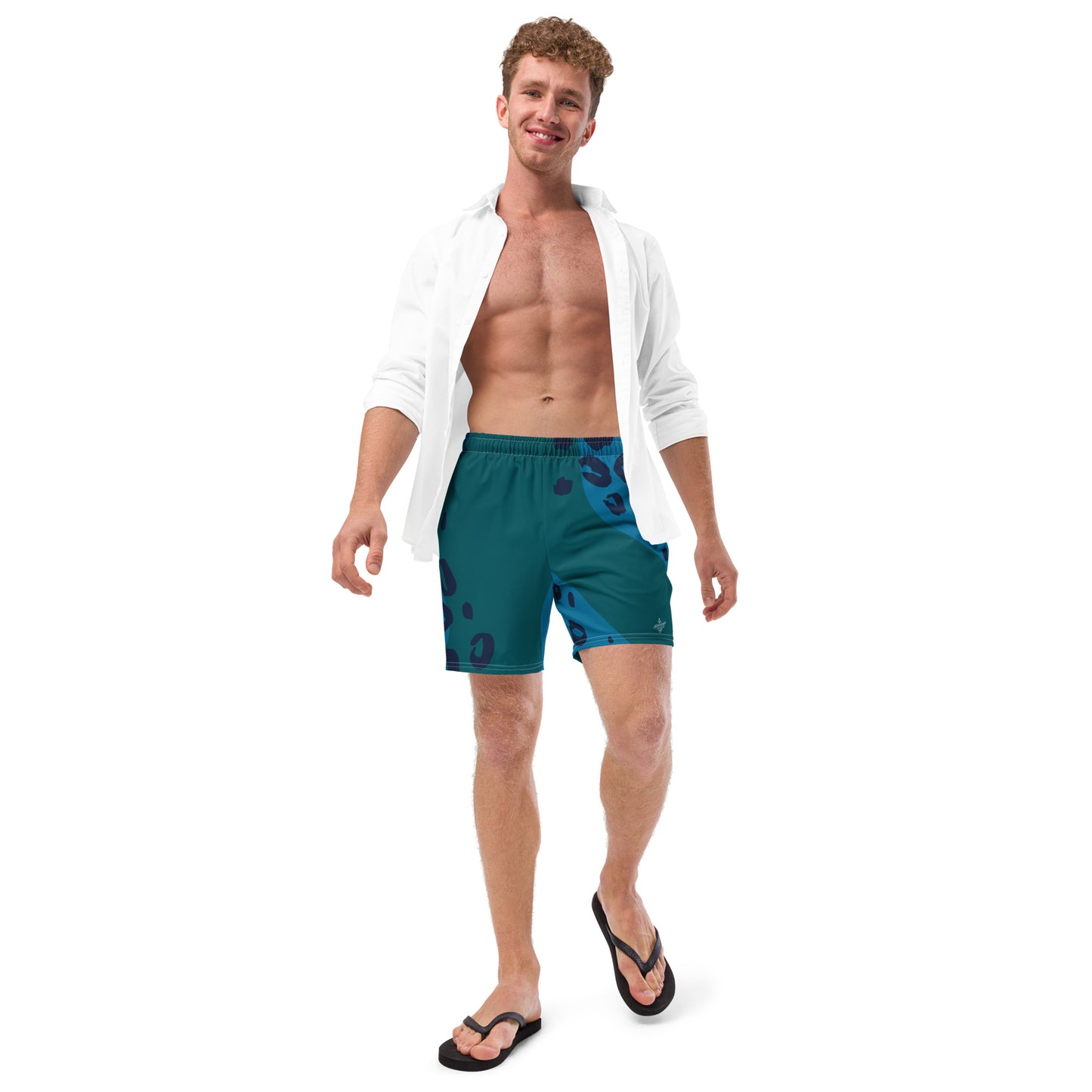 Swim Shorts "Teal Abyss" – Beach Boxer with Organic Pattern - FelinDesign