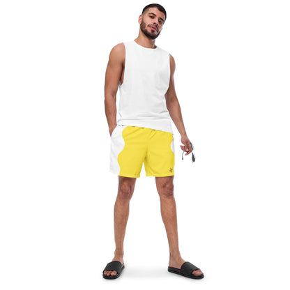 Recycled Swim Trunks Yellow White side FelinDesign - FelinDesign
