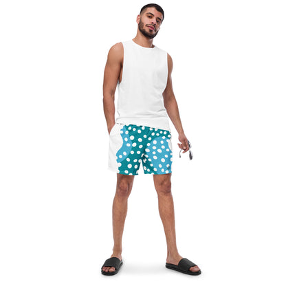 Recycled Swim Trunks "Aqua Dots"Turquoise with white dots FelinDesign - FelinDesign