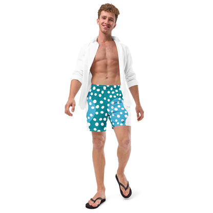 Recycled Swim Trunks "Aqua Dots"Turquoise with white dots FelinDesign - FelinDesign