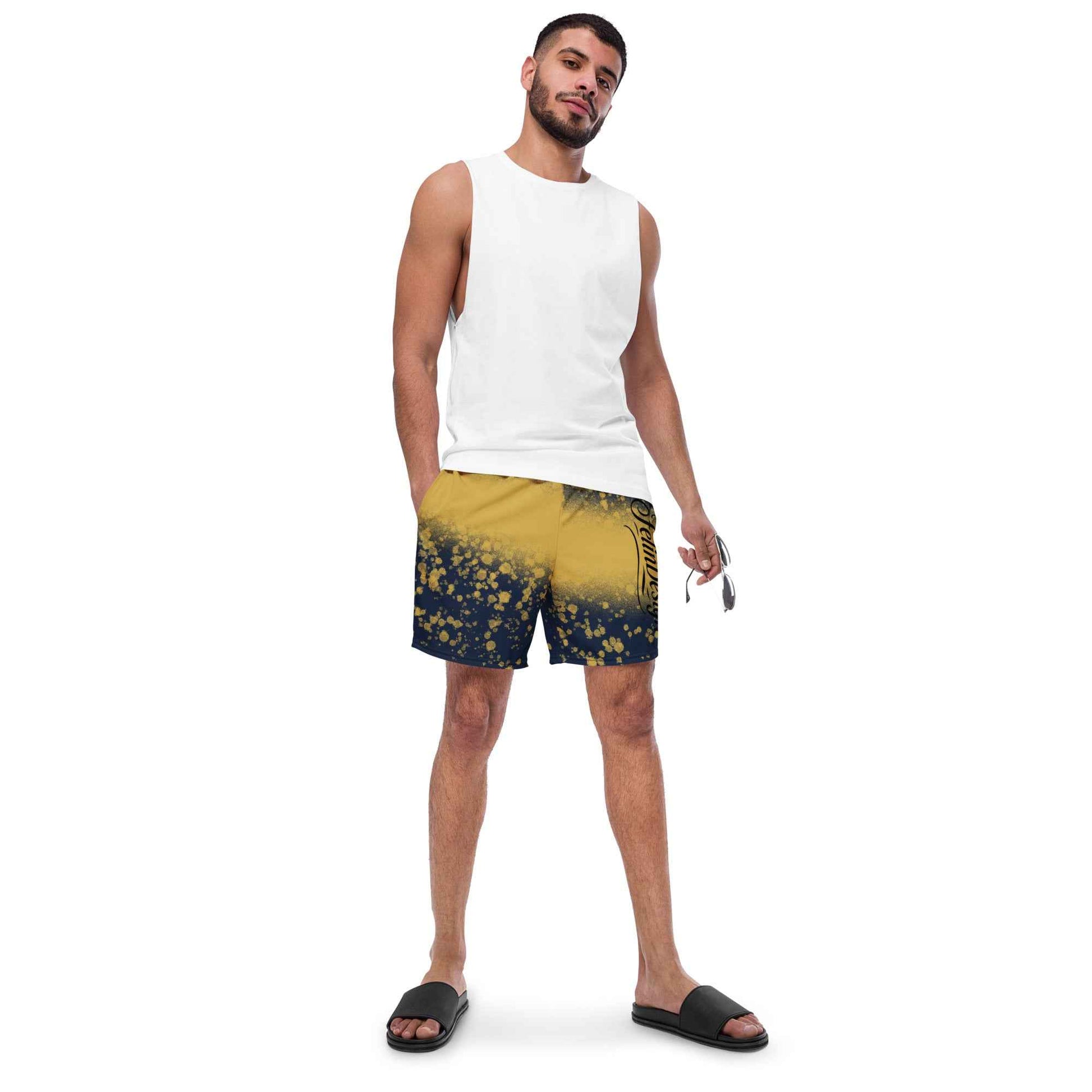 Recycled Swim Trunks Black and yellow FelinDesign