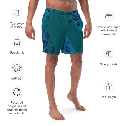 Swim Shorts "Teal Abyss" – Beach Boxer with Organic Pattern - FelinDesign